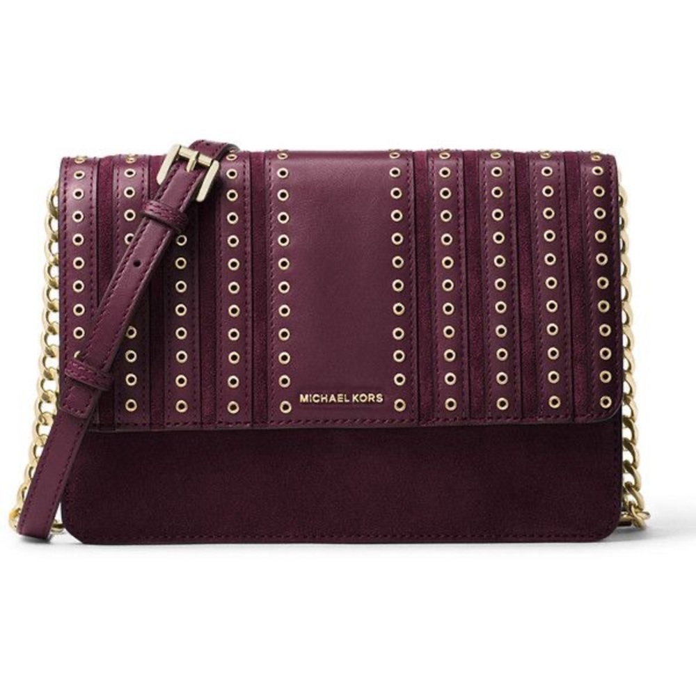 MICHAEL Michael Kors Brooklyn Large Grommet Suede And Leather Crossbody bag RARE